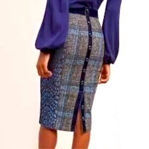 Byron Lars Velvet Plaid Pencil Skirt 10
